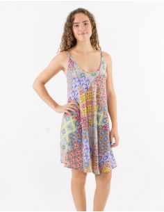Vestido corto poliester tirantes estampado mosaico 2
