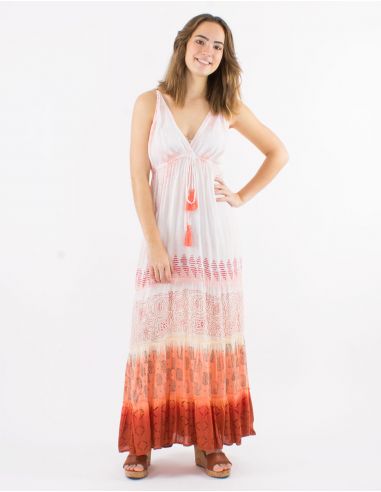 Vestido largo viscosa tie and dye tirantes espalda eslastica