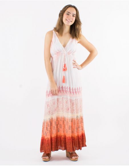 Vestido largo viscosa tie and dye tirantes espalda eslastica