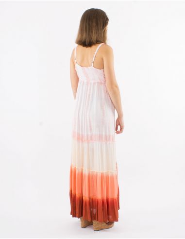 Vestido largo viscosa tie and dye tirantes espalda eslastica
