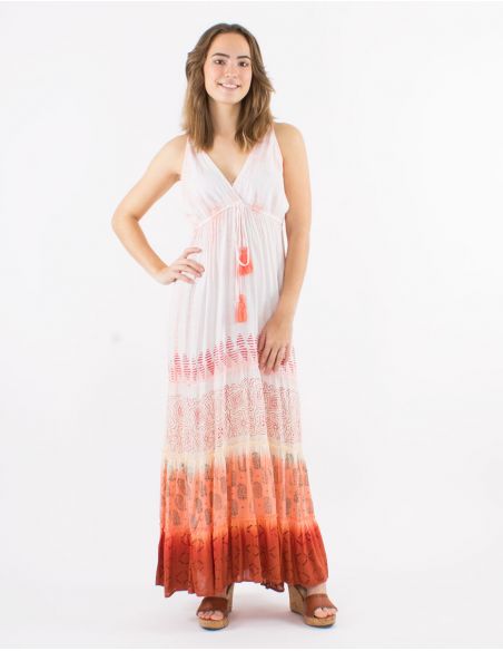 Vestido largo viscosa tie and dye tirantes espalda eslastica