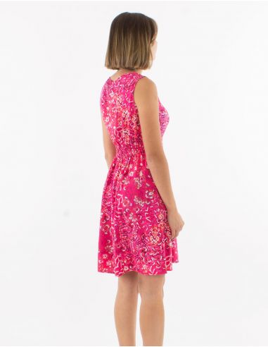 Vestido viscosa sin mangas estampado influencia