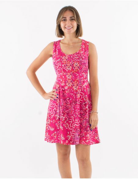 Vestido viscosa sin mangas estampado influencia