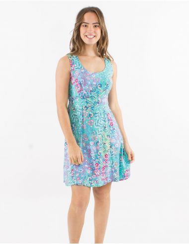 Vestido viscosa sin mangas estampado influencia