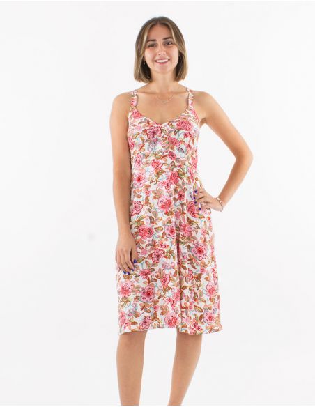 Vestido viscosa tirantessmocke estampado agra