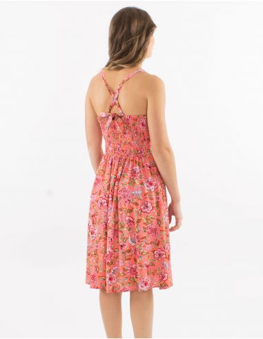 Vestido viscosa tirantessmocke estampado agra