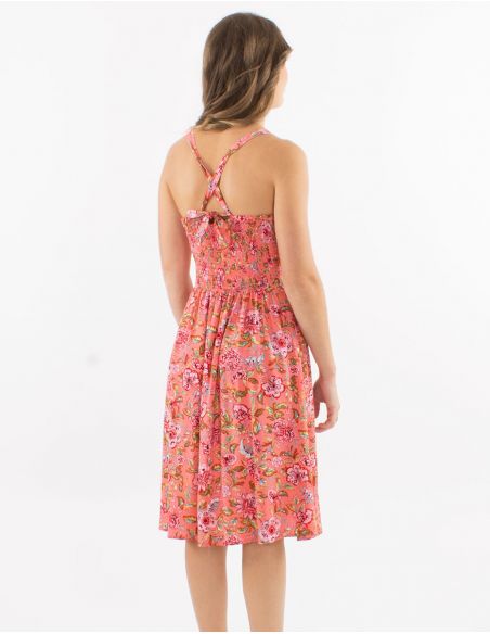 Vestido viscosa tirantessmocke estampado agra