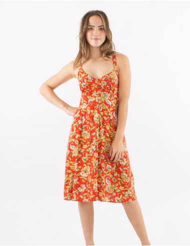 Vestido viscosa tirantessmocke estampado agra