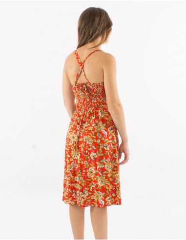 Vestido viscosa tirantessmocke estampado agra