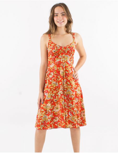 Vestido viscosa tirantessmocke estampado agra