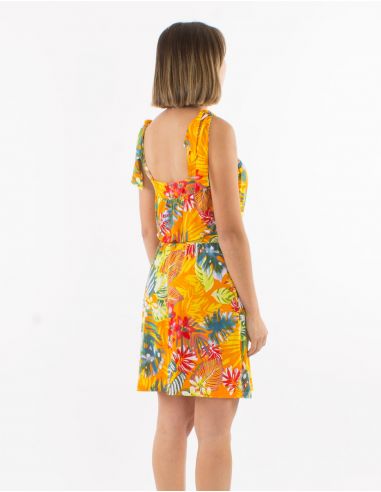 Vestido malla 96% poliester 4% elastano tirantes estampado jungla