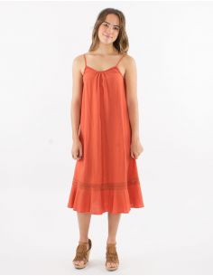 Vestido 54% lino 46% viscosa tirantescon cinta algodon bordada 2
