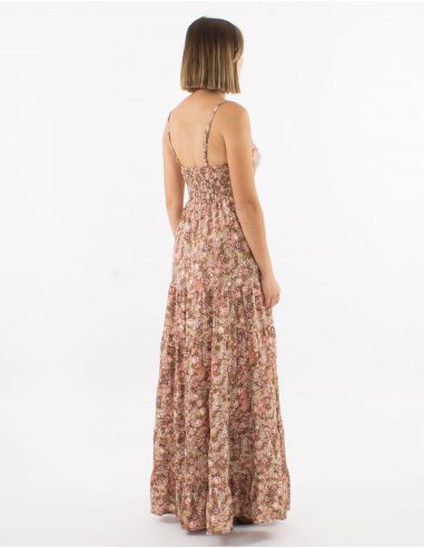 Vestido largo poliester tirantes sari estampado surat