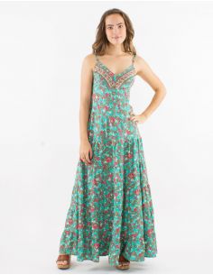 Vestido largo poliester tirantes sari estampado 2