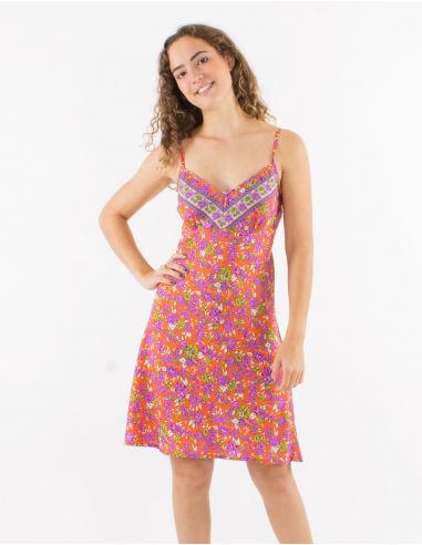 Vestido corto poliester tirantes sari estampado