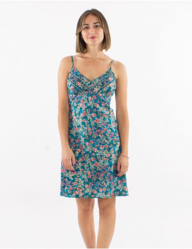 Vestido corto poliester tirantes sari estampado