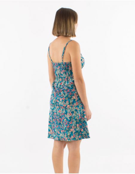 Vestido corto poliester tirantes sari estampado
