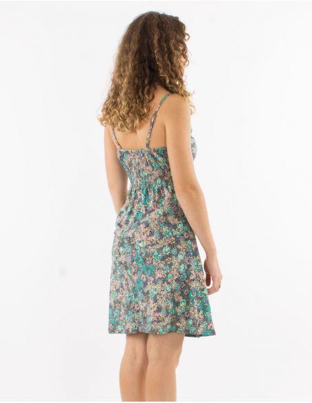 Vestido corto poliester tirantes sari estampado