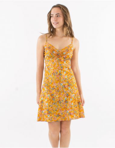 Vestido corto poliester tirantes sari estampado