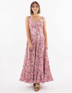 Vestido largo poliester tirantes anchos sari estampado surat