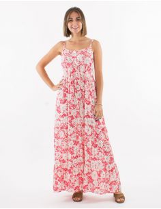 Vestido largo viscosa tirantesestampado anemona