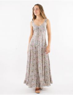 Vestido largo algodon tirantes anchos estampado agra