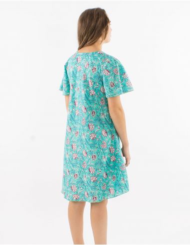 Vestido algodon mangas cortas estampado udai