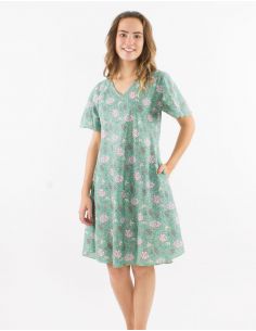 Vestido algodon mangas cortas estampado agra 2