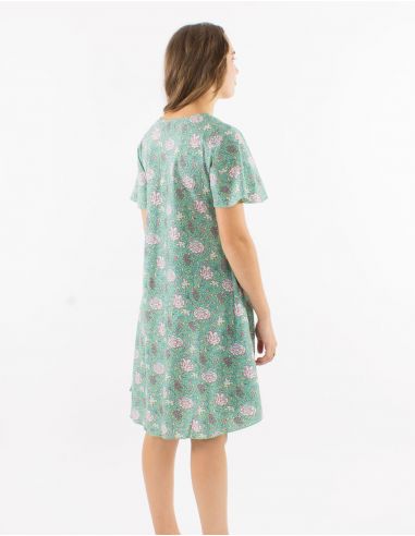 Vestido algodon mangas cortas estampado agra