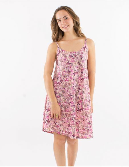 Vestido corto poliester tirantes estampado surat