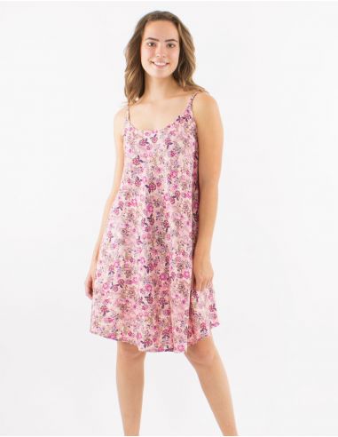 Vestido corto poliester tirantes estampado surat