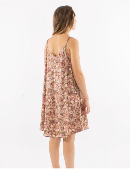 Vestido corto poliester tirantes estampado surat