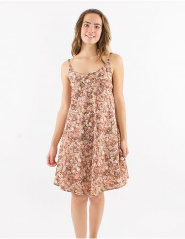 Vestido corto poliester tirantes estampado surat