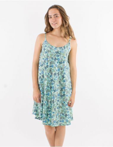 Vestido corto poliester tirantes estampado surat