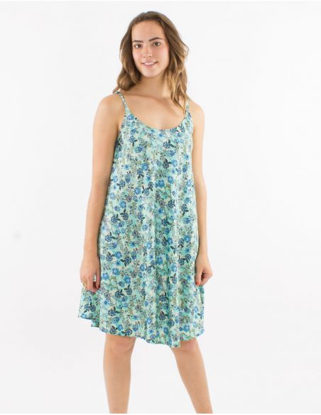 Vestido corto poliester tirantes estampado surat