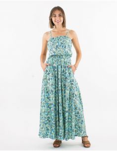 Vestido largo poliester tirantes talla elastica estampado surat