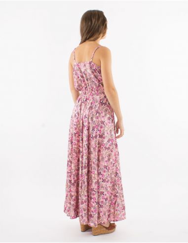 Vestido largo poliester tirantes talla elastica estampado surat