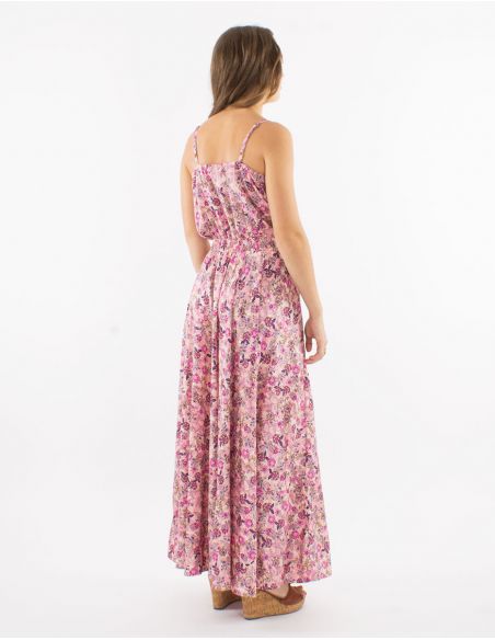 Vestido largo poliester tirantes talla elastica estampado surat