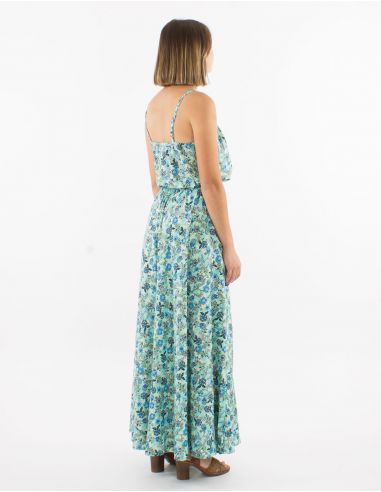 Vestido largo poliester tirantes talla elastica estampado surat