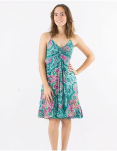 Vestido corto poliester tirantes estampado magic dorado