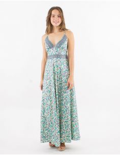 Vestido largo poliester espalda descubierta estampado 2