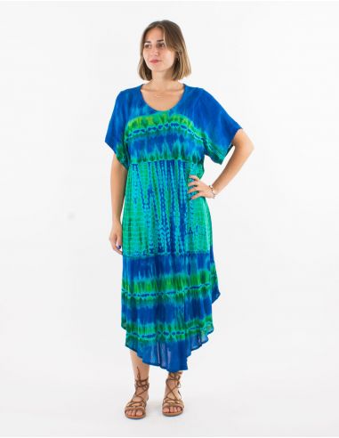 Vestido crepe de viscosa mangas cortas td umbrella