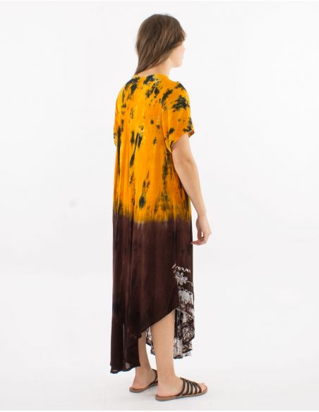 Vestido crepe de viscosa bordadomangas cortas td umbrella