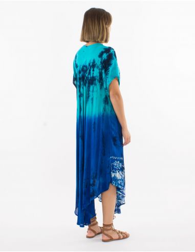 Vestido crepe de viscosa bordadomangas cortas td umbrella