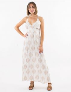 Vestido largo 95% viscosa crepe 5% hilos metalizados doblado algodon espalda descubierta 2