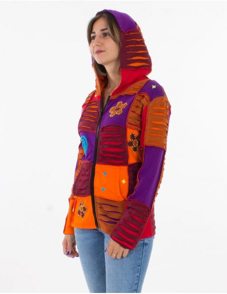 Chaqueta malla algodon pw capucha corte con cuchilla aplicado