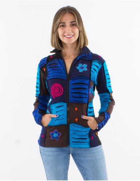 Chaqueta malla algodon pw cuello corte con cuchilla aplicado