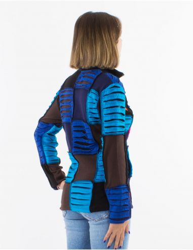 Chaqueta malla algodon pw cuello corte con cuchilla aplicado