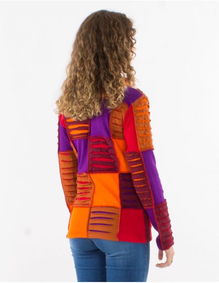 Chaqueta malla algodon pw cuello corte con cuchilla aplicado