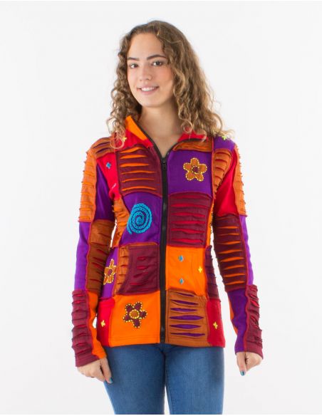 Chaqueta malla algodon pw cuello corte con cuchilla aplicado